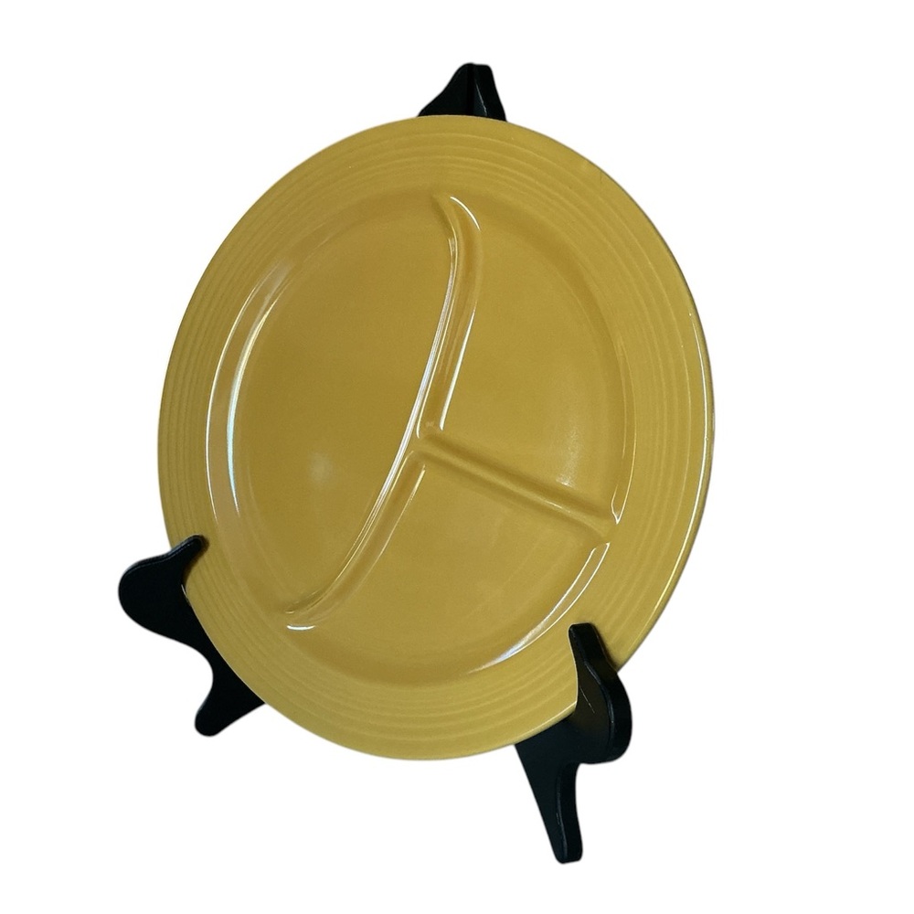 Vintage fiesta Plate Divided Grille Fiesta Ware Compartment Yellow 10-1/2"